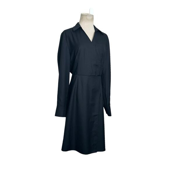 MOFT black long sleeves faux wrap midi dress size Large - Picture 10 of 15